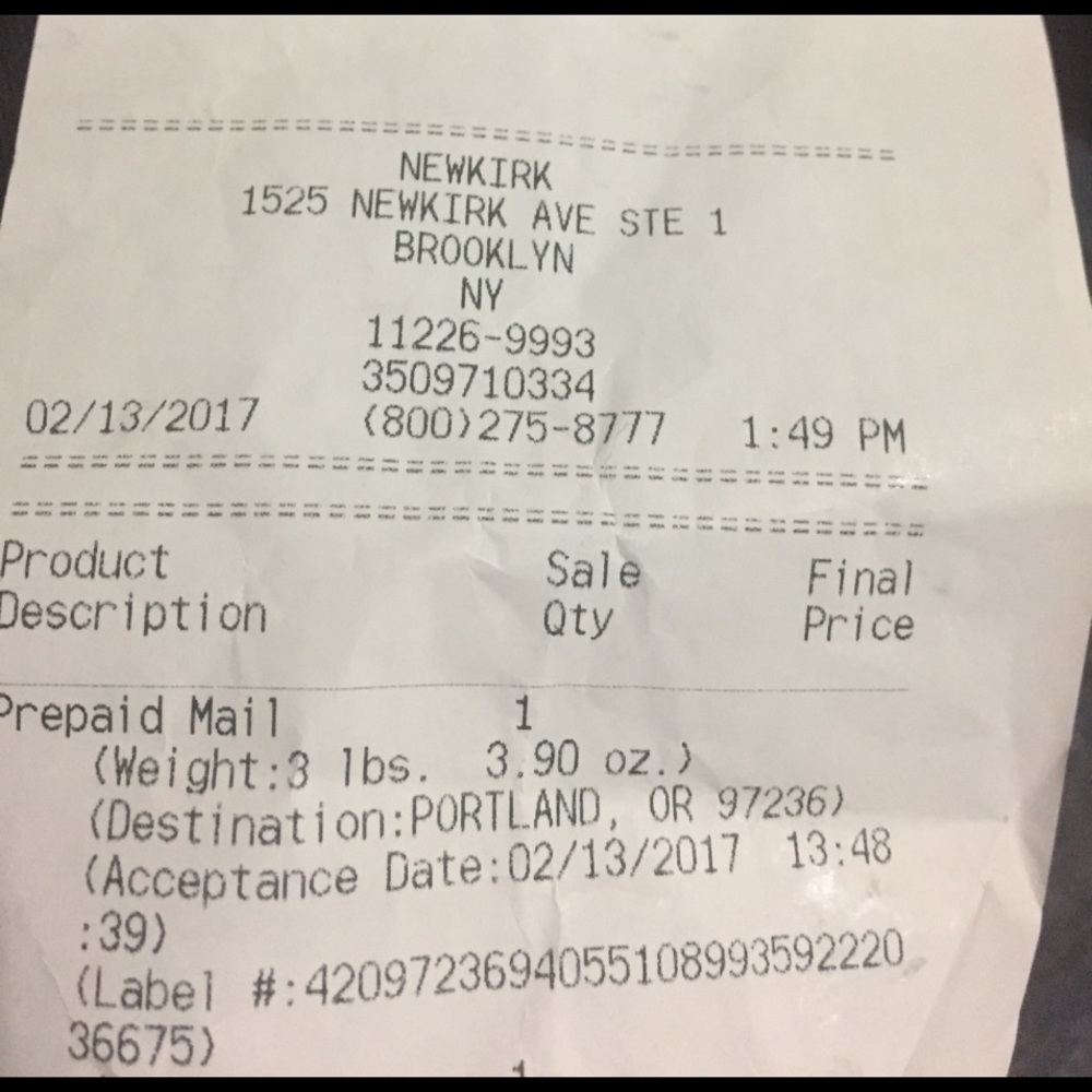 Shipping proof for Diana!