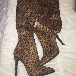 Knee high Leopard print heels