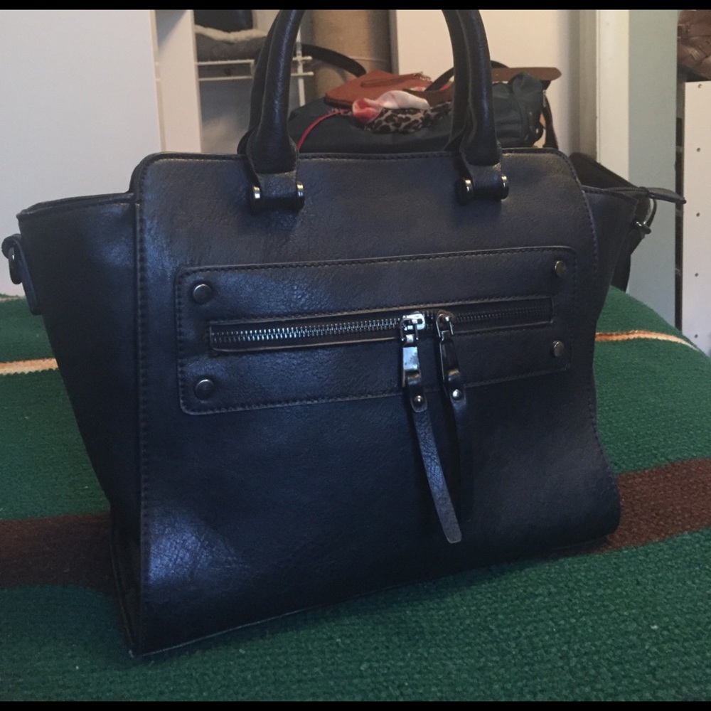 Chic Simple Black Structured Tote Purse