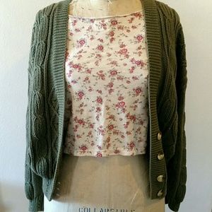 Eddie Bauer Olive Cotton Knit Sweater