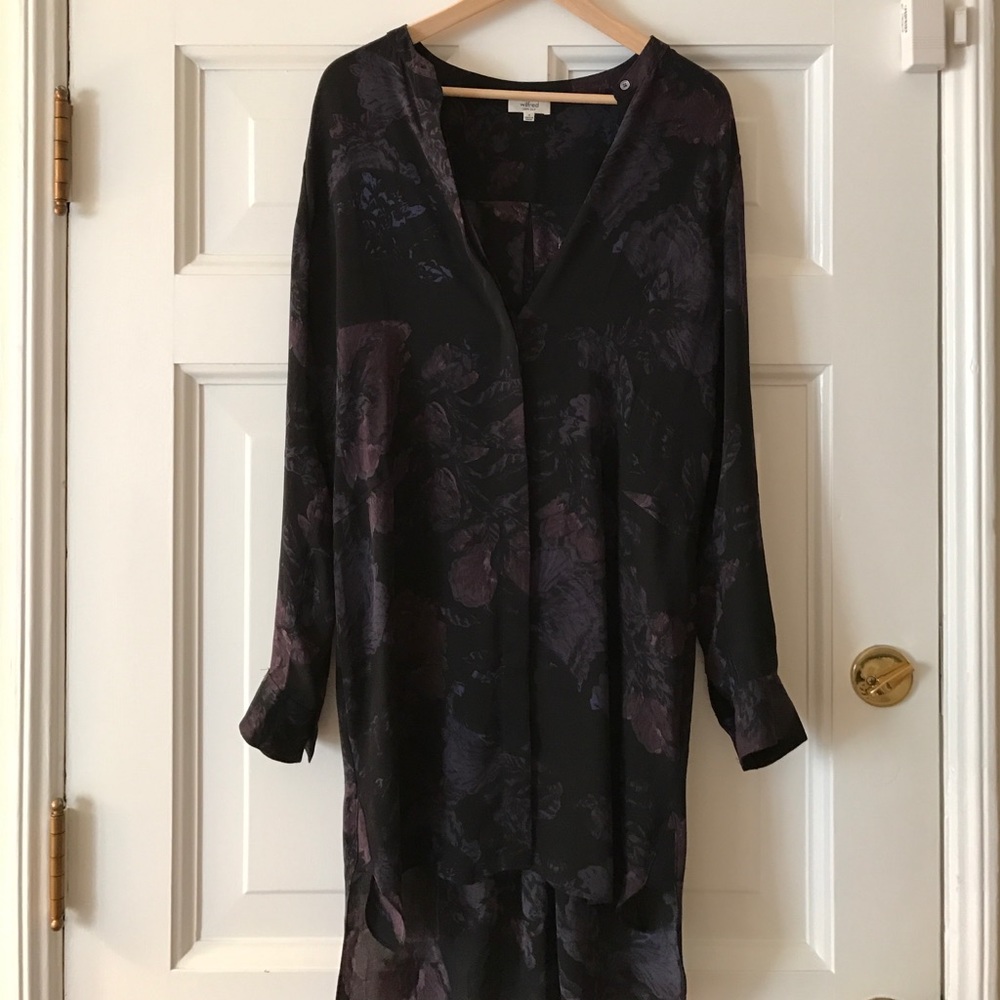 Aritzia silk floral shirt dress - like new!