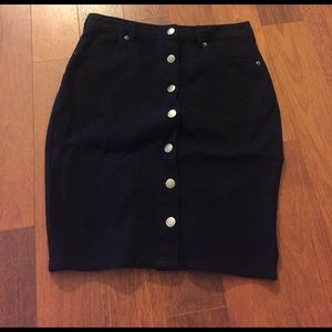 Black denim skirt