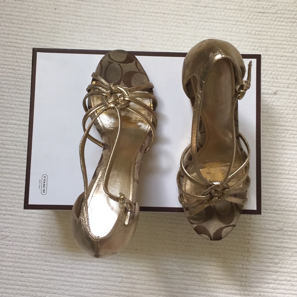 Authentic Gold Coach wedge heels -holiday party!