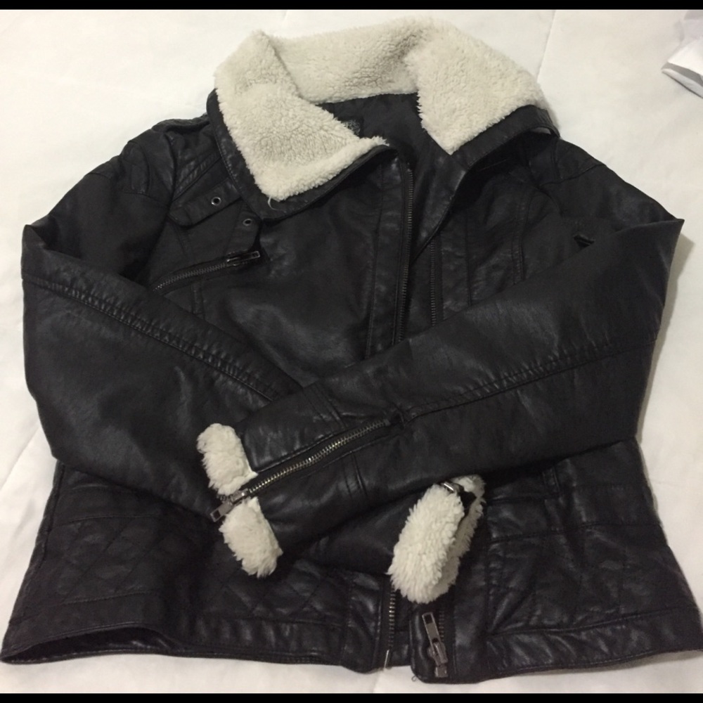 Faux leather + soft fur jacket