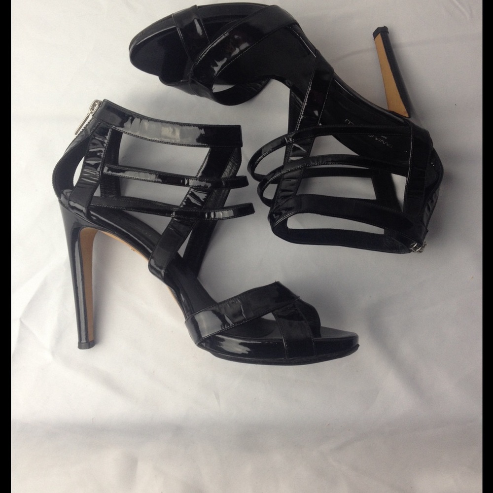 Tania Spinelli Patent  Ankle Strap Zip Up Pumps