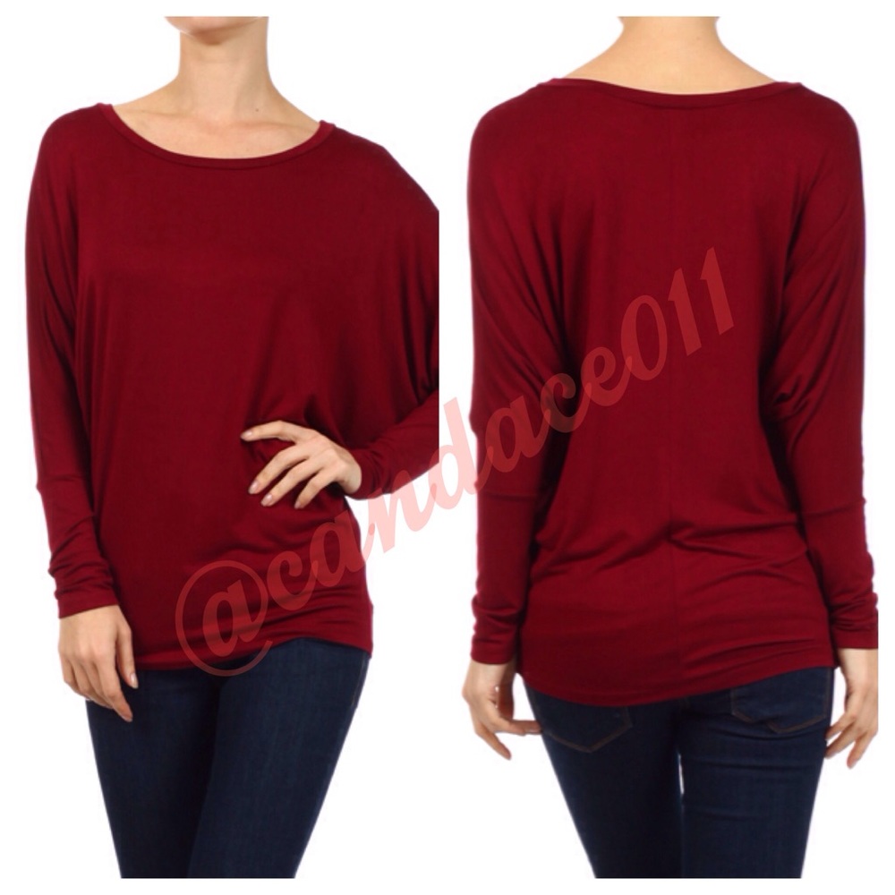 Long Sleeved Dolman Top (Wine)