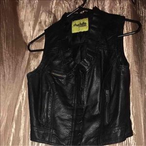 Faux leather crop vest