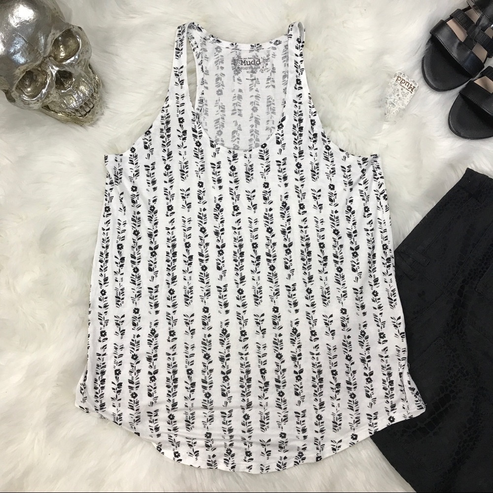 MUDD white floral tank top NWT