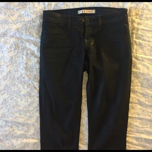 Shiny black "leather appearing" J Brand jeans