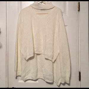 White turtleneck choker sweater