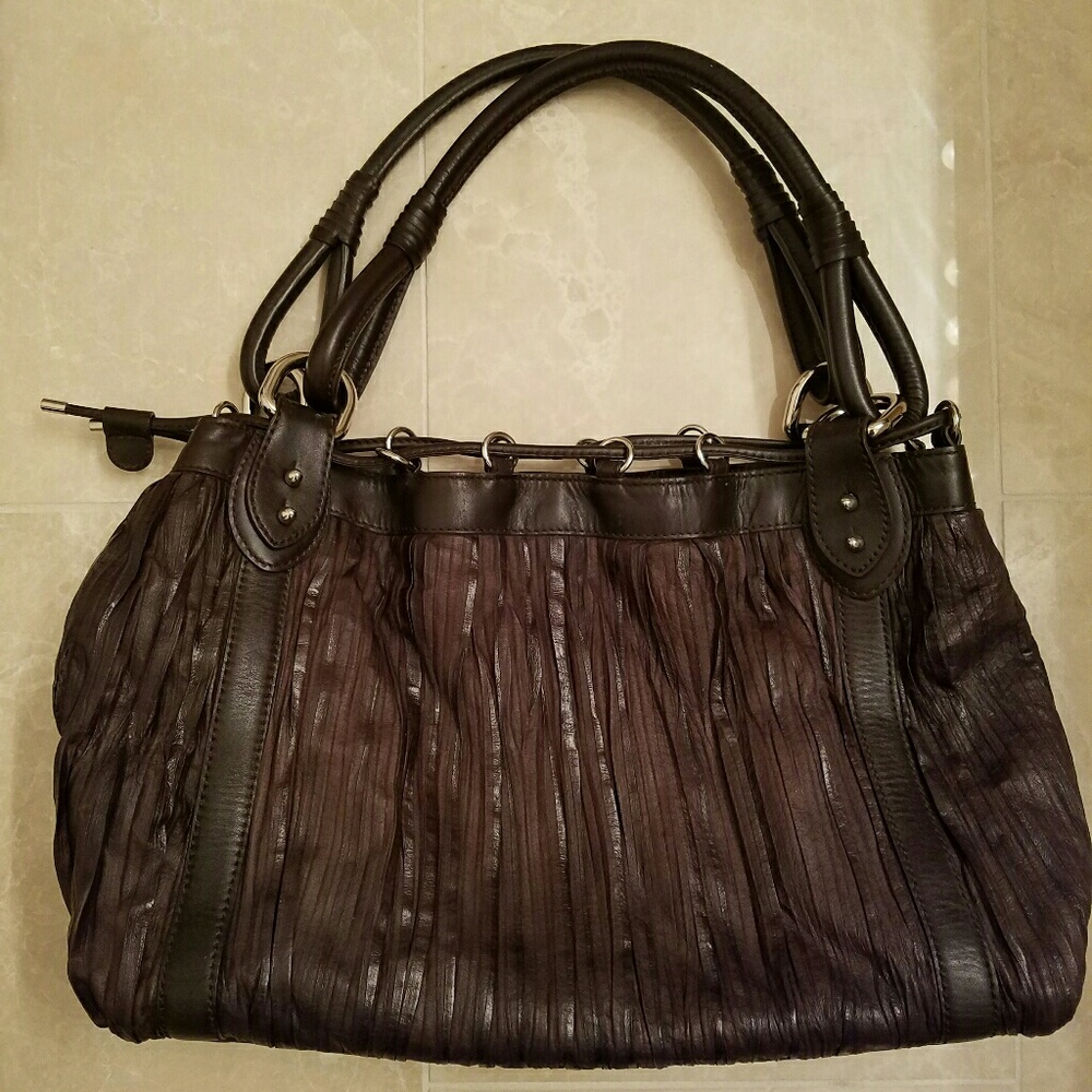 Donald j pliner brown leather tote handbag