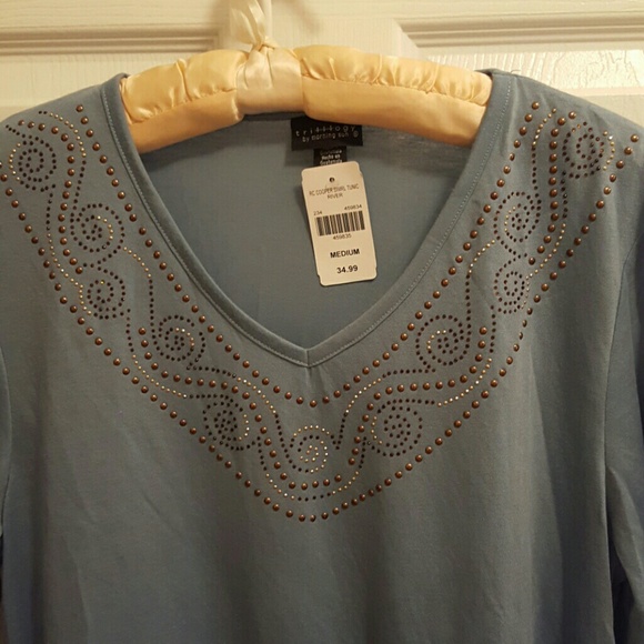 Trilllogy by morning sun high low tunic teal NWT - Picture 2 of 4