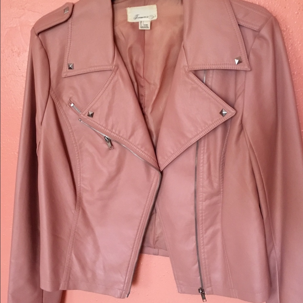 Forever 21 salmon leather jacket