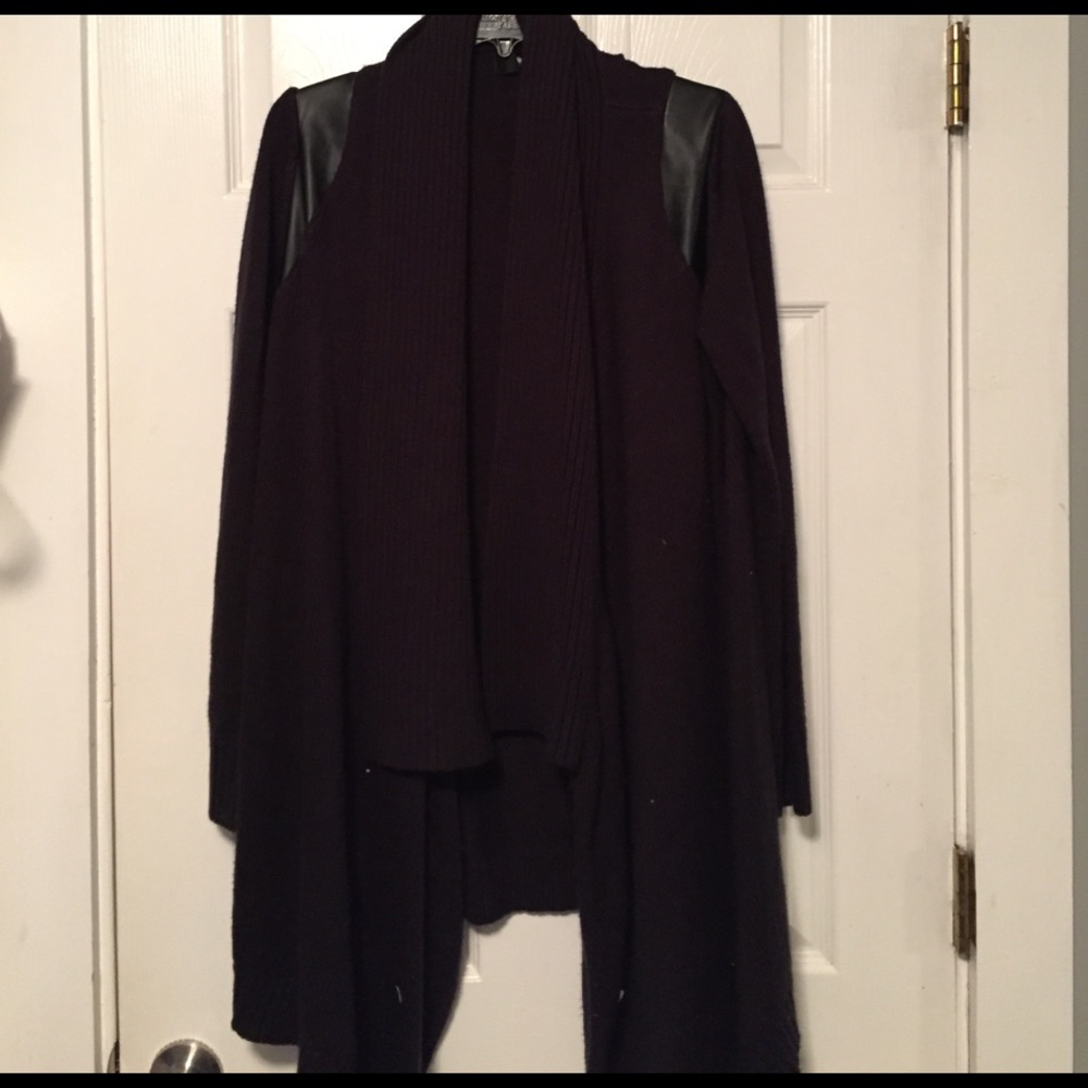 Cardigan with leather detail