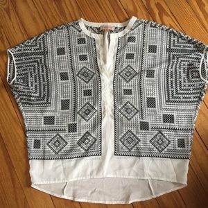 Black and White Poncho Blouse
