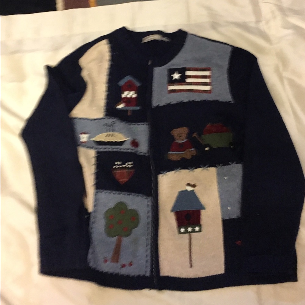 Croft and Barrow Petite Patchwork Sweater Size L