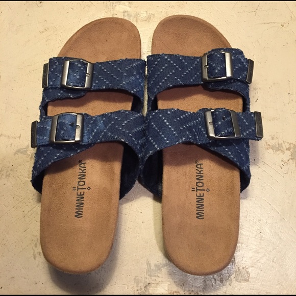 minnetonka denim sandals