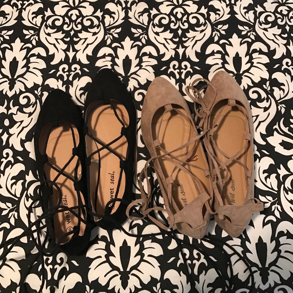 Lace up ballet flats