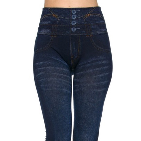 🚨Last 1🚨Highwaist Denim Print Ankle Leggings - Picture 3 of 4