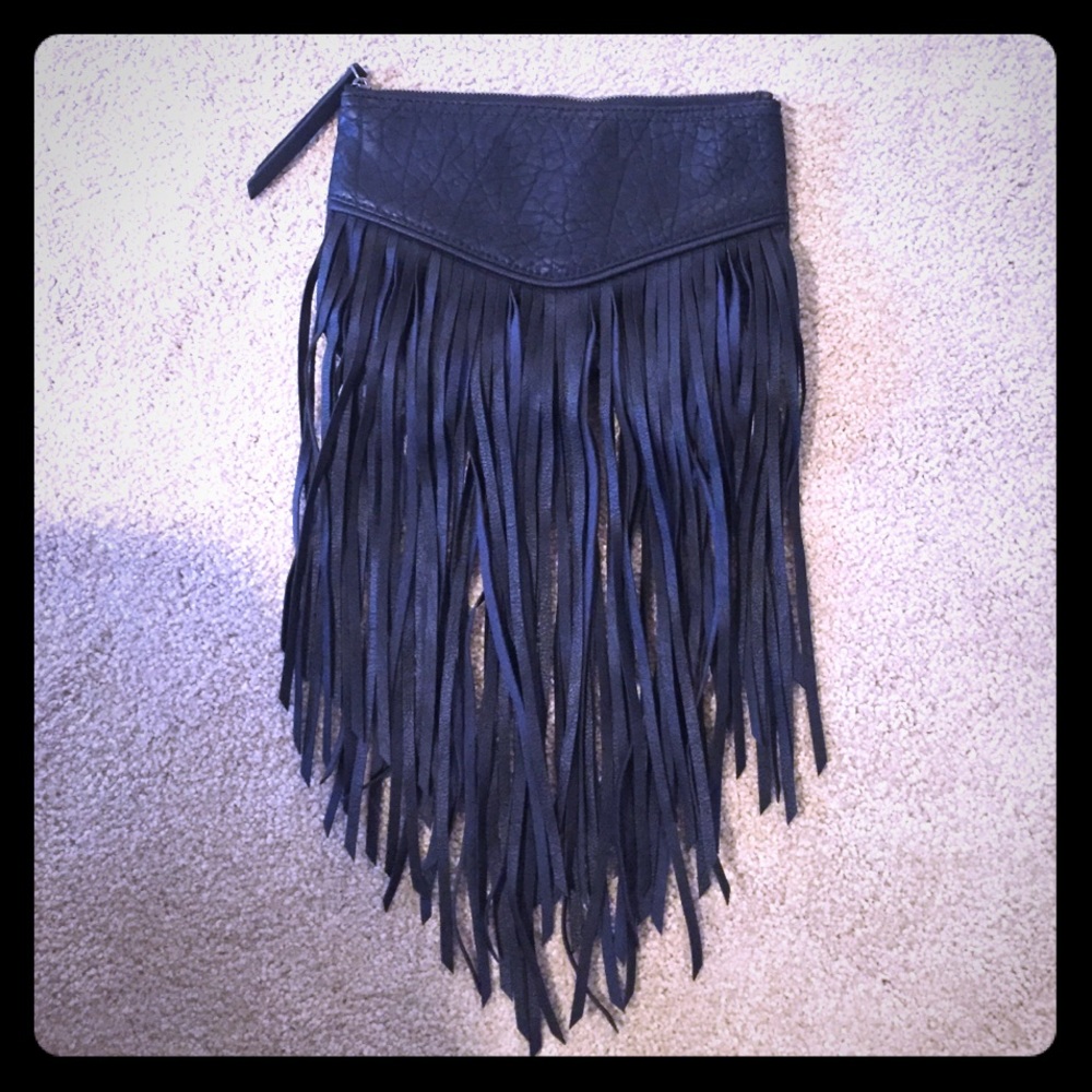 Vegan leather Fringe Clutch.