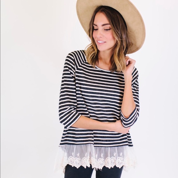 Black and white striped top - Picture 1 of 5