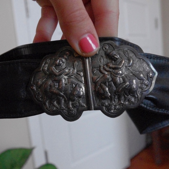 Vintage Leather and Silver Waist Belt - Picture 1 of 4