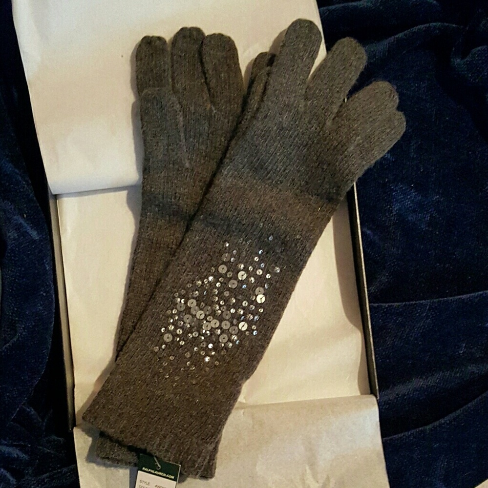 Ralph Lauren Sequined Wool-Blend Gloves