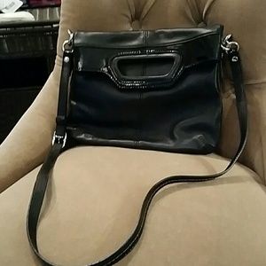 Coach black leather crossbody bag.