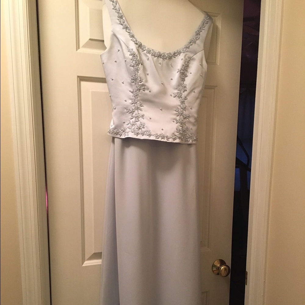 Pale blue gown