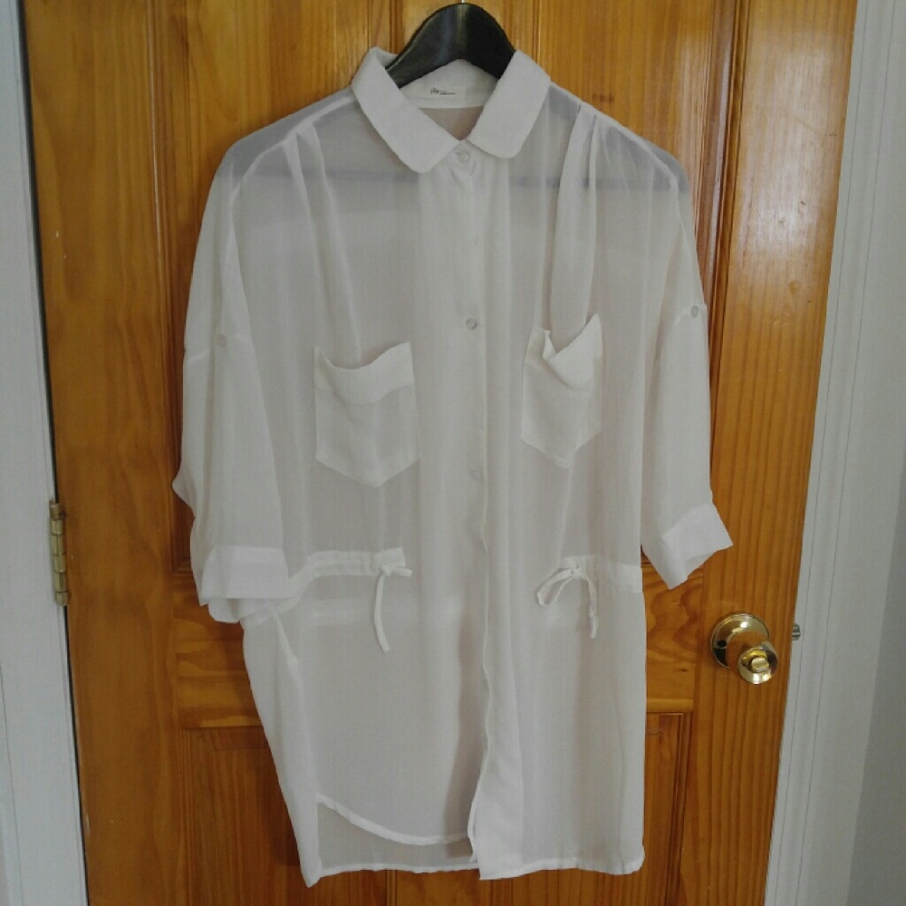 White. Silky top blazer jacket cardigan..new
