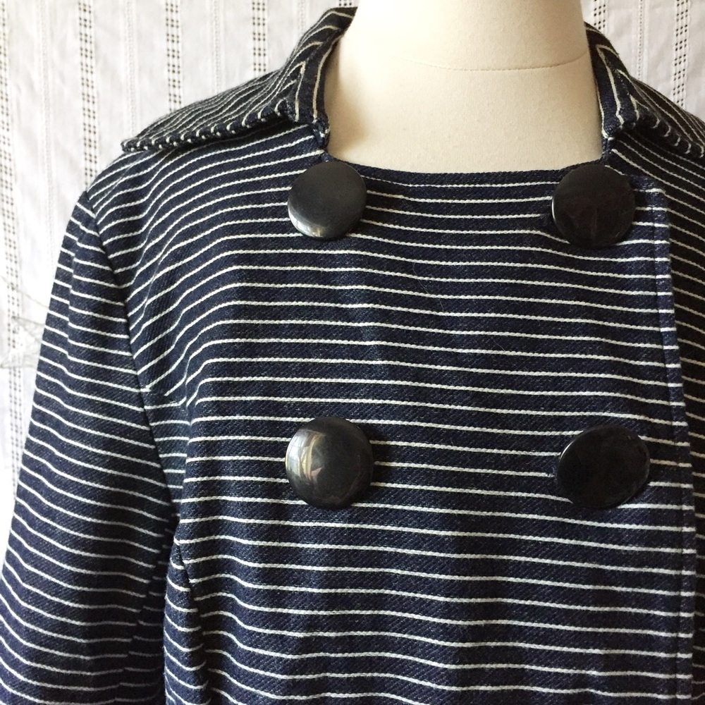 Luii Women’s Blue White Jacket Blazer Long Sleeve Size Large