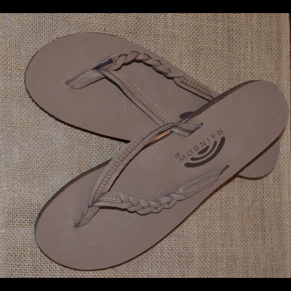 Rainbow tan leather sandals