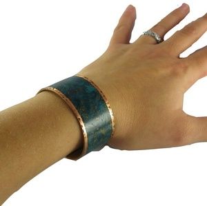 Turquoise Copper Plated Wood Bracelet