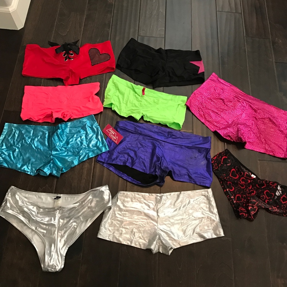 Rave or club shorts - pink black blue silver red