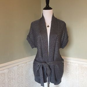 Silver grey Calvin Klein belted cardigan - XS