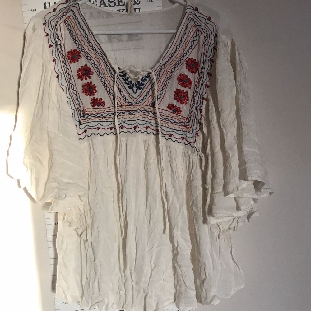 Bohemian style embroidery detail top