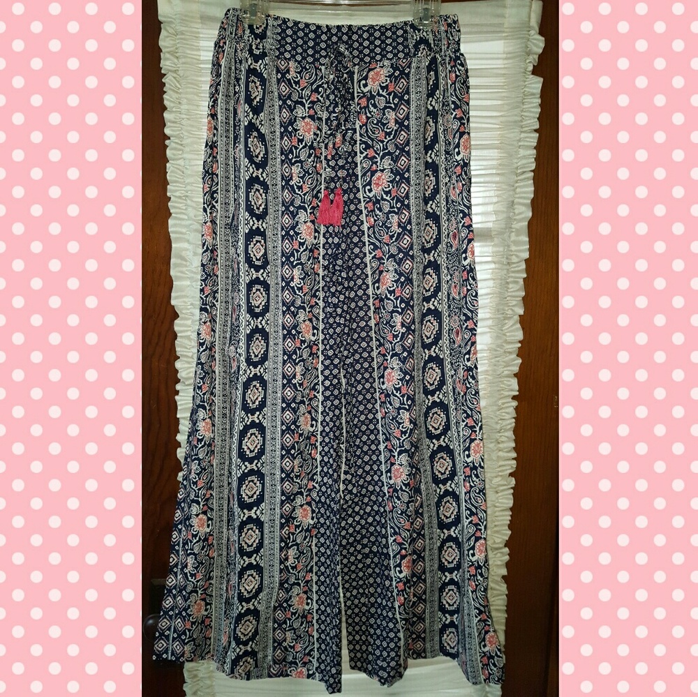 New Wide Leg Palazzo Pants in a Paisley Print