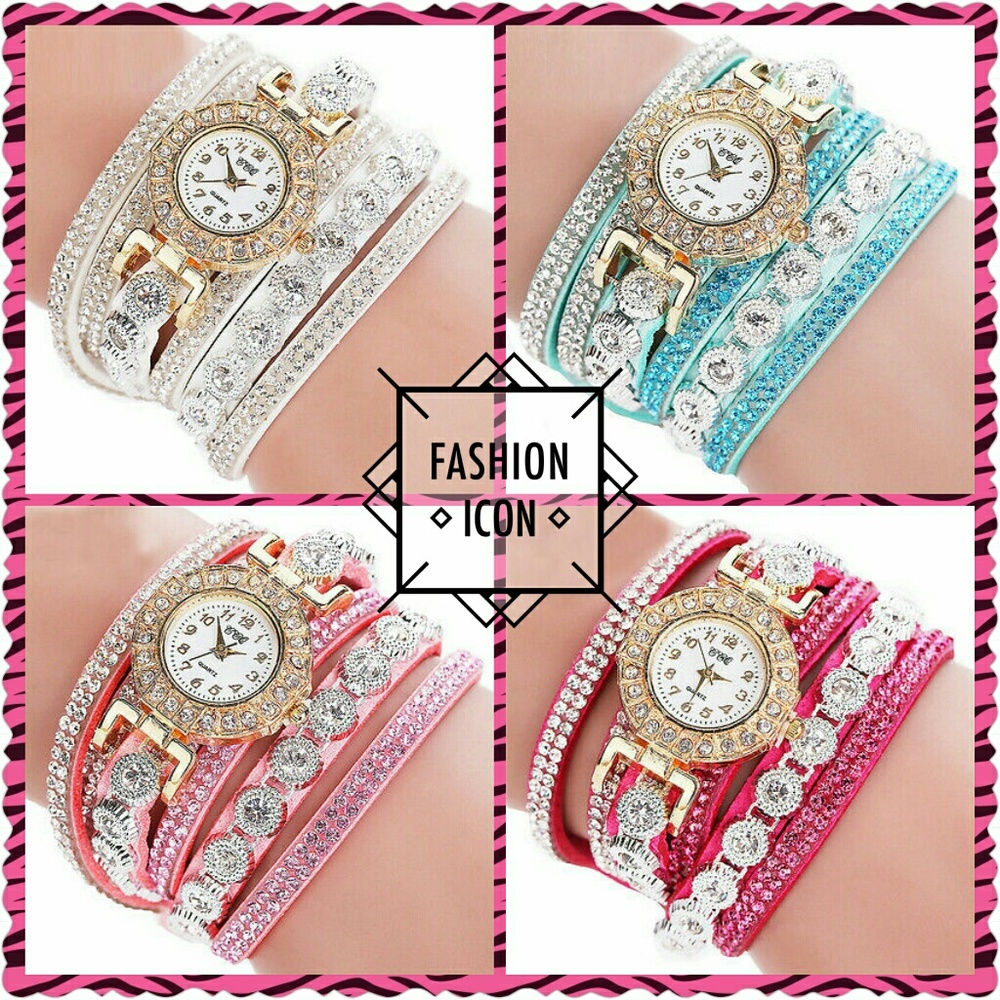 *SALE* NIP Beautiful Leather Band Rhinestone Watch
