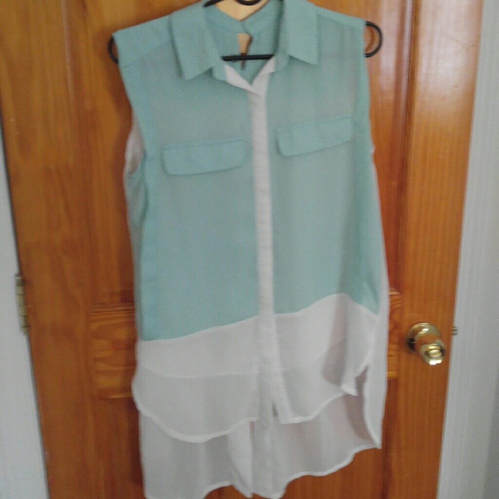 Mint. Light green blouse. Sleeveless  . Like new