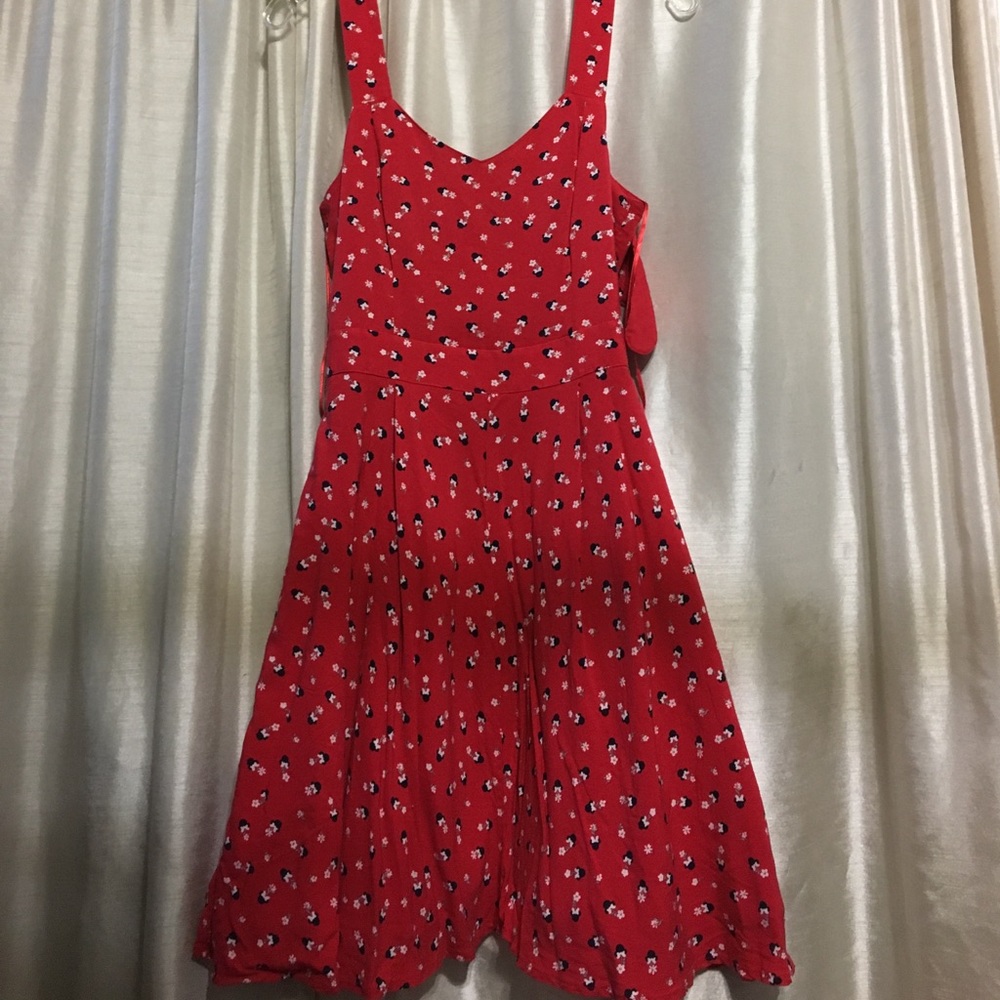 Red patterned dress