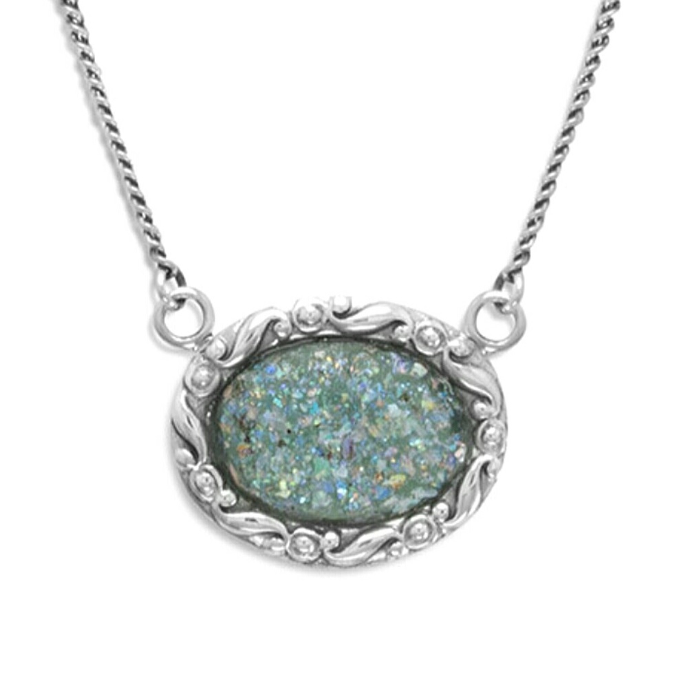 NEW! OVAL ROMAN GLASS NECKLACE PENDANT