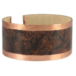 Brown Copper Plated Wood Bracelet