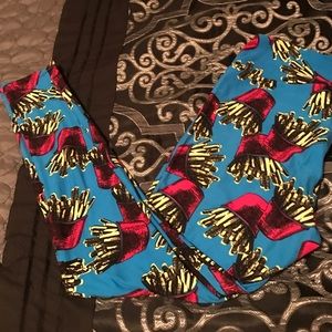 EUC OS Lularoe French Fries Leggings