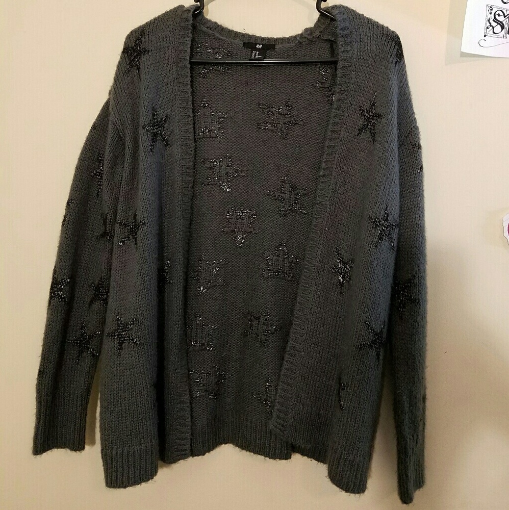 Fuzzy Star Cardigan Sweater