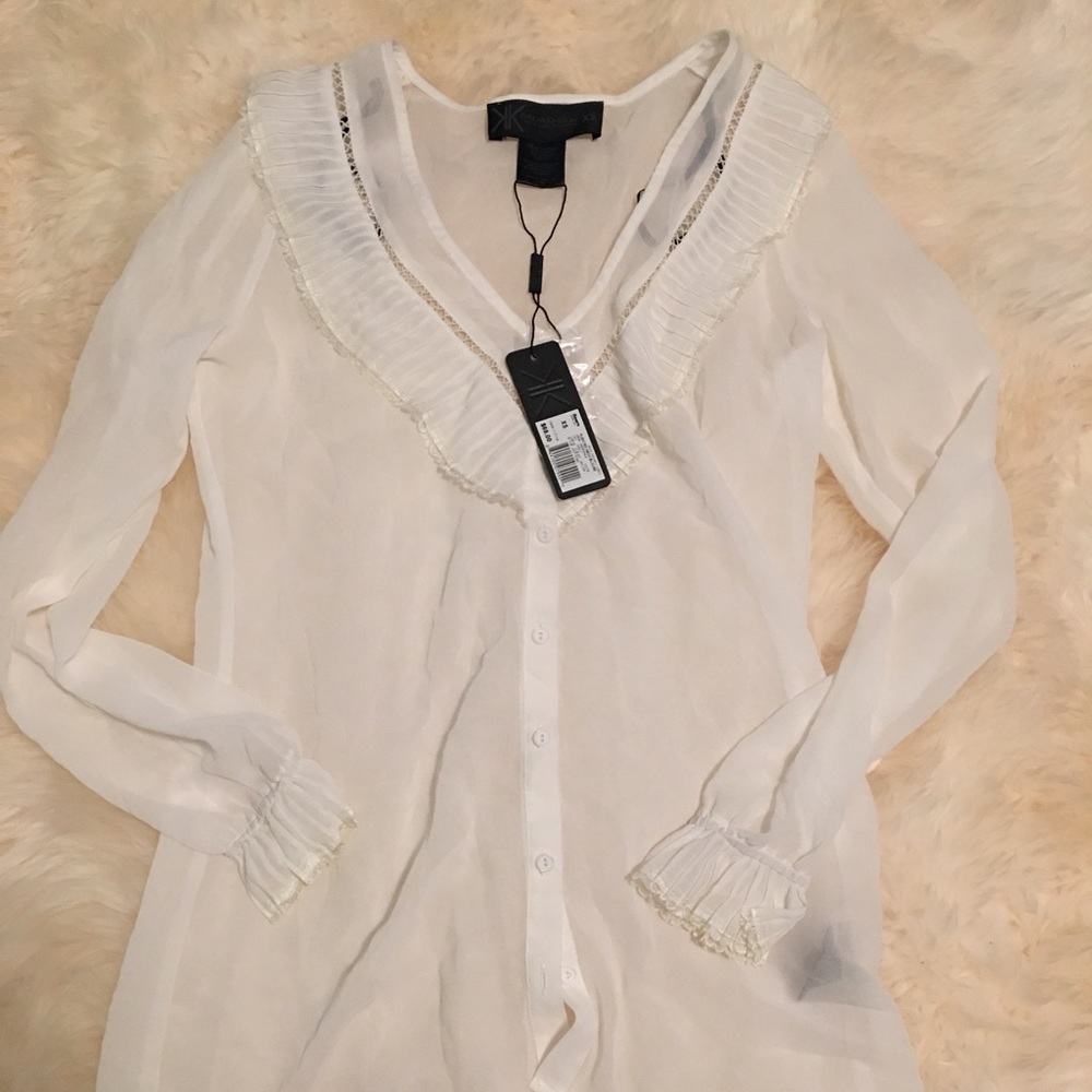 NWT Kardashian Kollection Ruffle Blouse