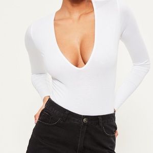 Missguided white long sleeve bodysuit