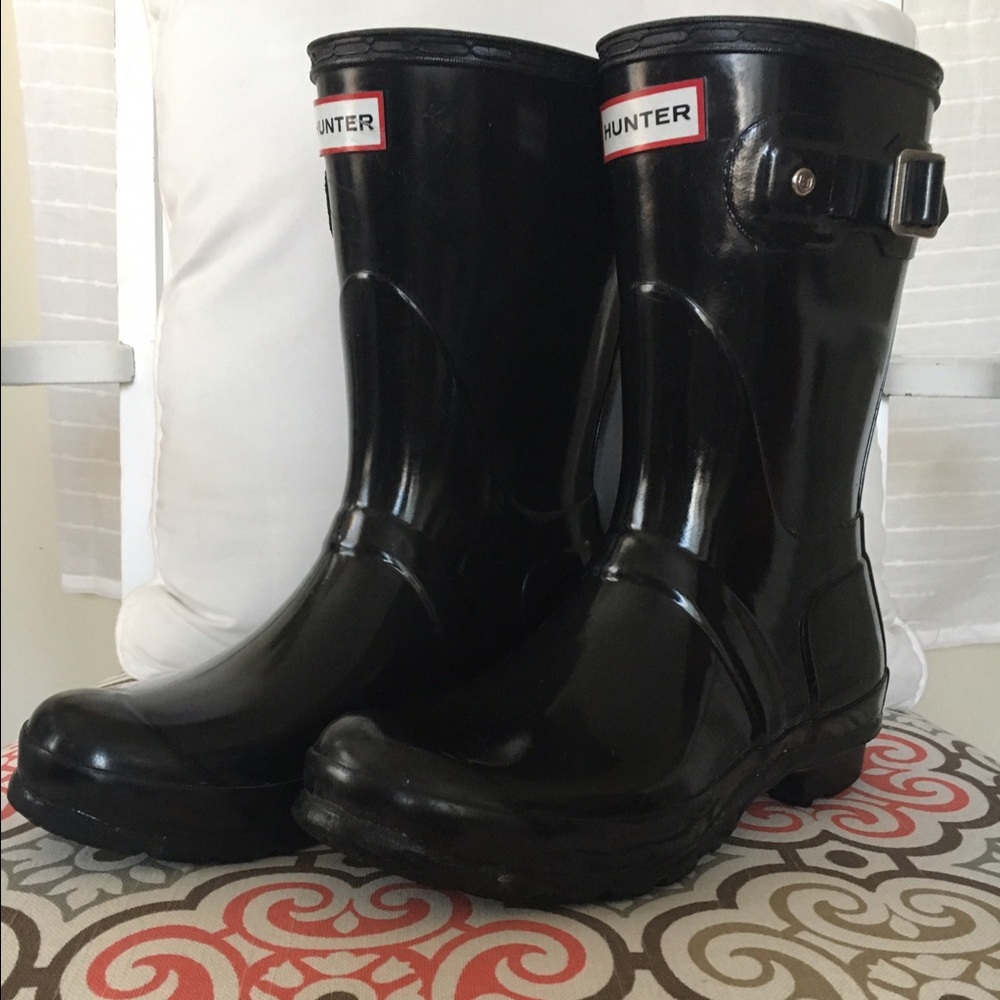 Hunter Rain Boots Black Gloss Original Short