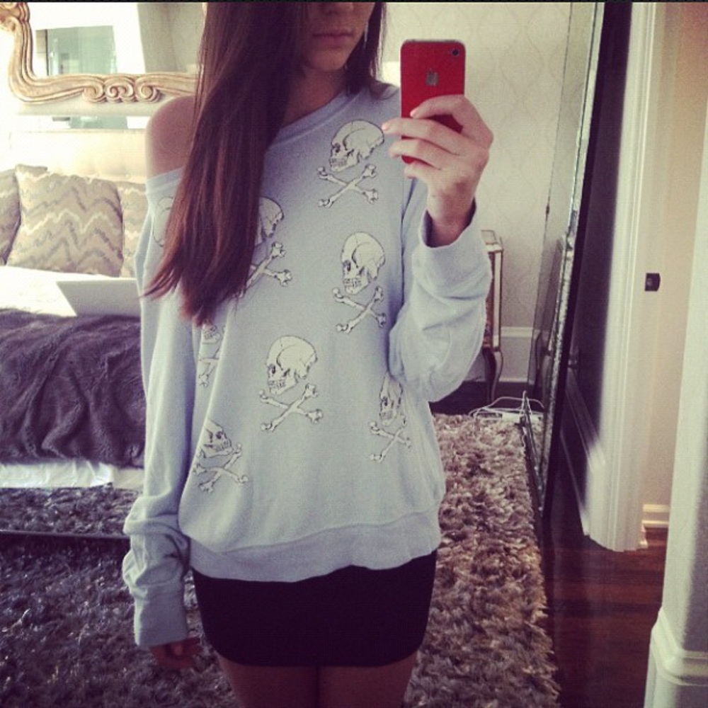 WILDFOX Skull Sweater in light blue