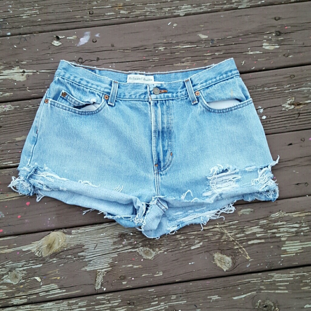 Custom Made Ripped Jean Shorts - image 1