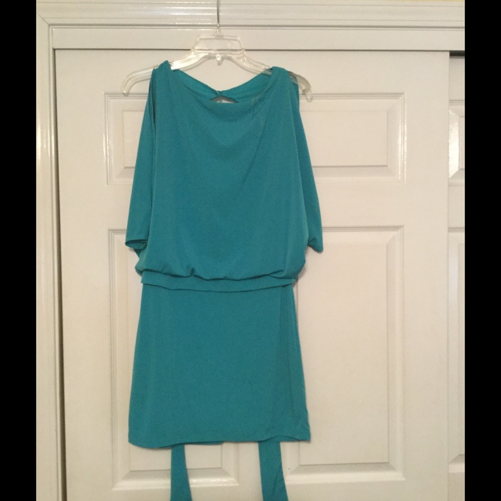 Blue open back dress